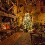 Inside the Original Lodge Great Room during the Holidays