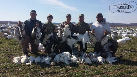 Corporate hunting group after a day in the snow goose blind