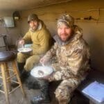 Enjoying breakfast in the blind!