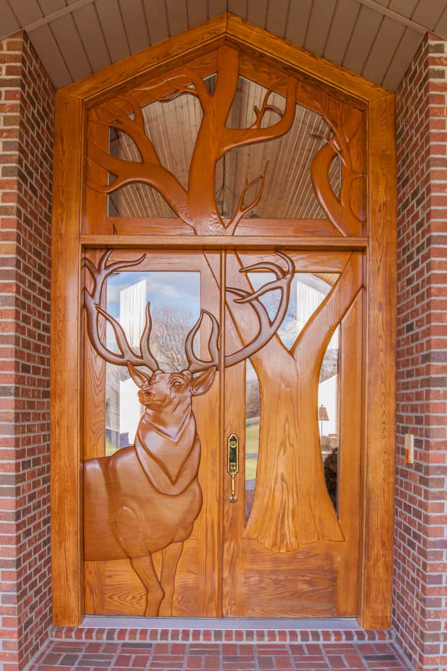 Handcarved door at the Sunset Valley Lodge
