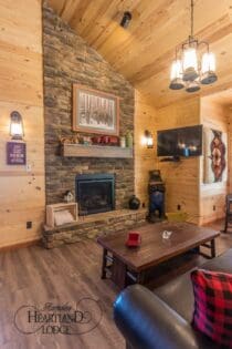 fireplace in all luxury cabins