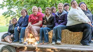 guest enjoying a scenic hayride