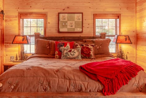 Luxury cabin bedding.