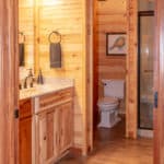Luxury cabin bathroom picture.