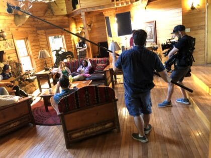 Filming Illinois Outdoor Tourism Commercial inside the Original Lodge at Heartland